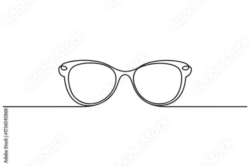 Glasses icon continuous one line drawing vector. Single line eyeglasses icon. one line Icon drawing with white background