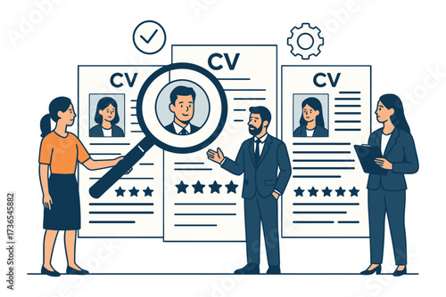 Recruiters reviewing cvs and resumes for job candidate selection