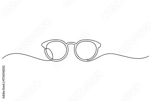 Glasses icon continuous one line drawing vector. Single line eyeglasses icon. one line Icon drawing with white background