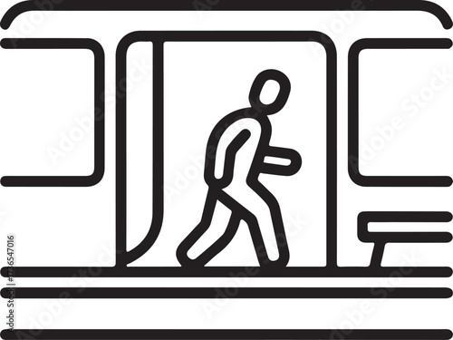 Person exiting a train doorway icon