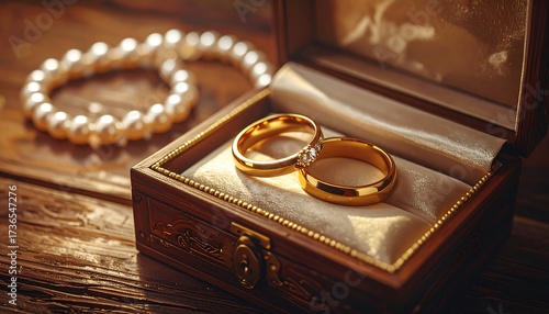 Wedding rings in a wooden box