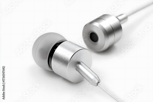 Sleek silver in-ear headphones delivering crisp audio for modern lifestyles and premium listening experiences on a clean white background