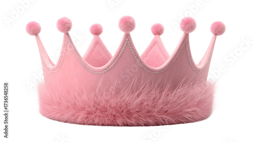 Pink princess crown isolated on transparent background, cute accessory