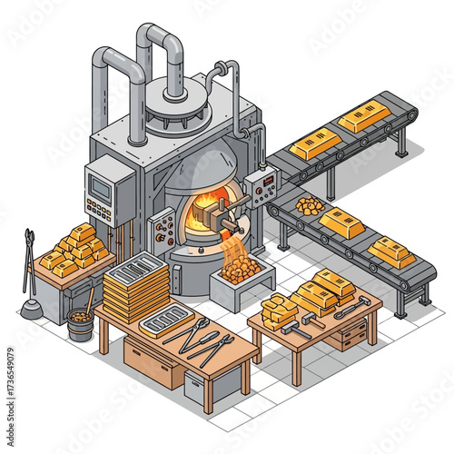 Gold Bar Manufacturing Process Industrial Facility.