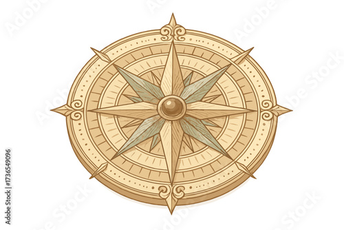 Ornate Compass Rose. Isometric vector illustration set compass rose direction navigational: antique decorative compass rose,