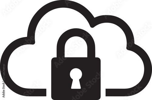 Secure cloud computing icon with a padlock symbolizing data protection and privacy