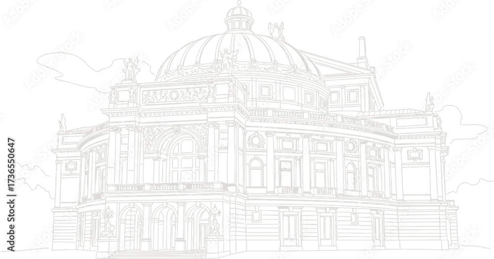 Fototapeta premium Vienna State Opera, Austria, Building Facade on a White Background