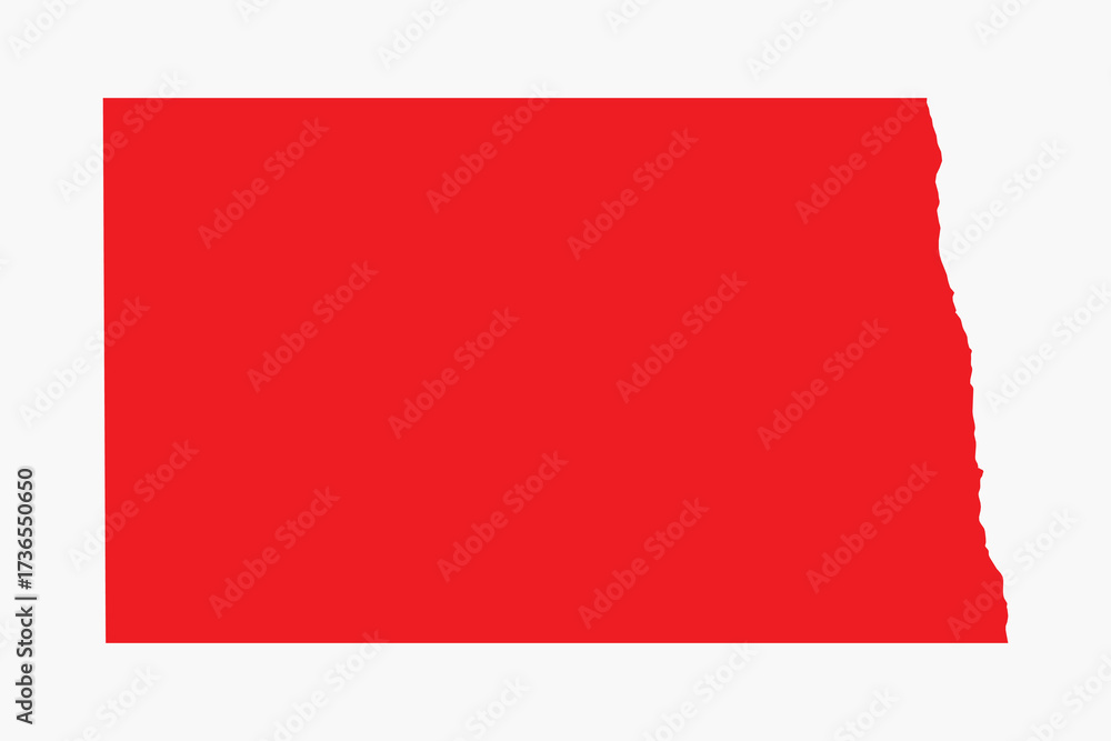 Obraz premium Vector graphic artwork suitable for print and web containing flat detailed map of NORTH DAKOTA