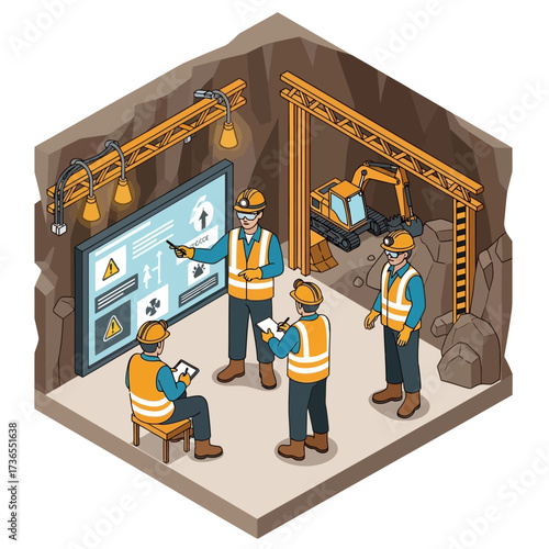 Industrial Workers in a Safety Meeting with Digital Presentation.