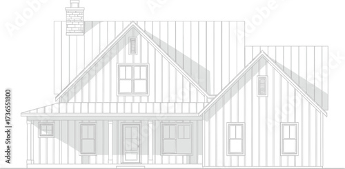 House Blueprint, Modern Farmhouse Style Home Exterior Elevation