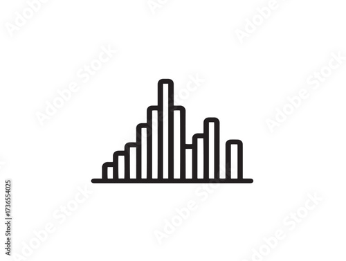Modern histogram chart icon designed in sleek minimalist vector line art