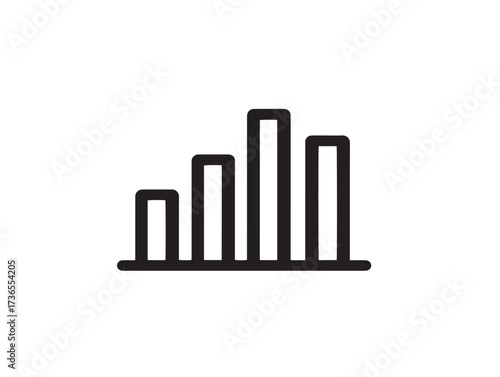 Clean bar chart histogram design in simple modern vector line art