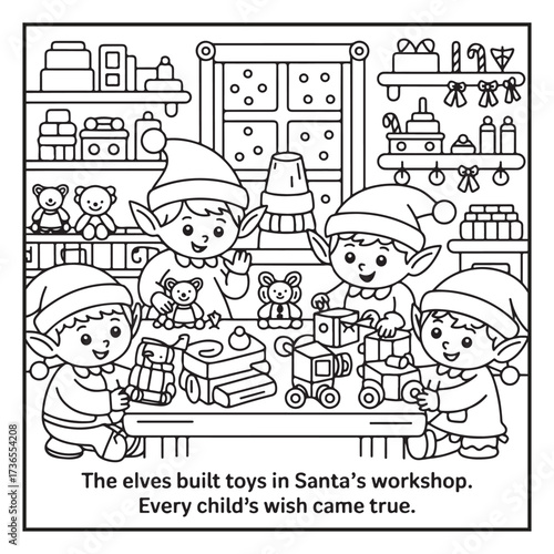 Black and White Holiday Coloring Page, Fun Christmas Coloring Page, Coloring Page Line Art, Christmas Coloring Page Illustration, Christmas Story