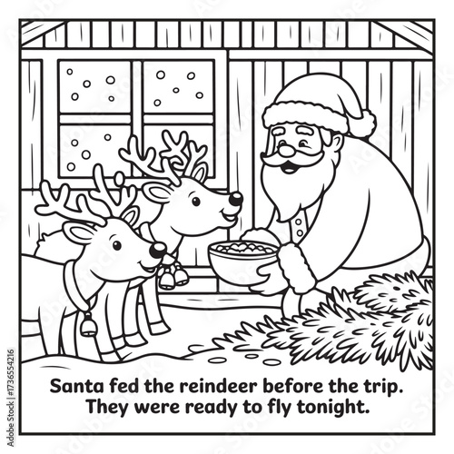 Black and White Holiday Coloring Page, Fun Christmas Coloring Page, Coloring Page Line Art, Christmas Coloring Page Illustration, Christmas Story