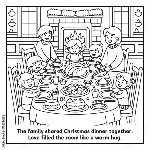 Black and White Holiday Coloring Page, Fun Christmas Coloring Page, Coloring Page Line Art, Christmas Coloring Page Illustration, Christmas Story