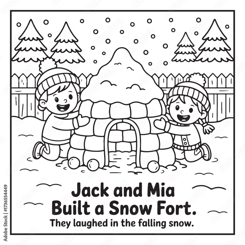Fototapeta premium Black and White Holiday Coloring Page, Fun Christmas Coloring Page, Coloring Page Line Art, Christmas Coloring Page Illustration, Christmas Story