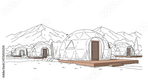 Geodesic Domes, Glamping Tents with Mountain View, Outdoor Lodging