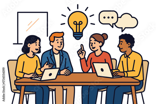 Diverse team collaborates on new ideas during a brainstorming session