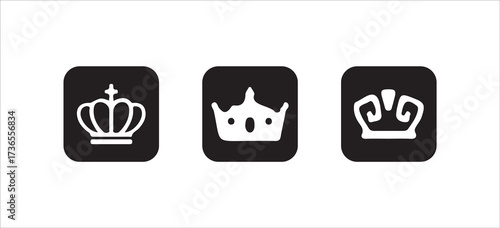 minimalist Crown set icons,  Collection different crown sign, Royal crown icon in black silhouette, crown vector icon,  Vector illustration EPS 10.