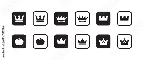Crown icon set, crown vector icon,  Black crown symbol, Vector illustration eps 10.