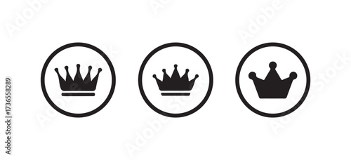 Crown icons set, Simple crown symbol collection, Royal crown black silhouette, Collection different crown sign, Vector illustration EPS 10.