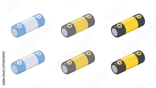斜め上から見たかわいい乾電池のイラスト素材