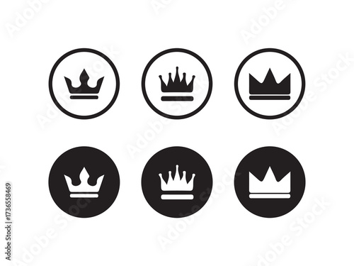 Crown icon set, Royal crown symbol collection, line crown icon, Simple black crown icon, vsctor illustration eps 10.