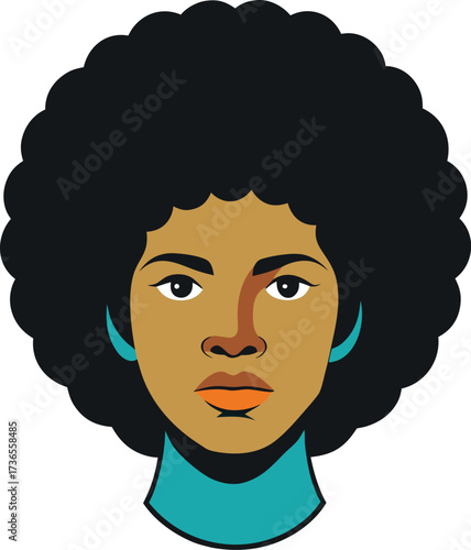 Afro Hairstyle Portrait – Simplified Silhouette Vector Illustration”