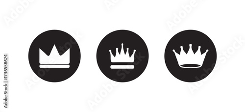 Crown icon set, crown vector icon, Royal sign symbol vector, black crown icon, Collection of crown silhouette,  Vector illustration EPS 10.