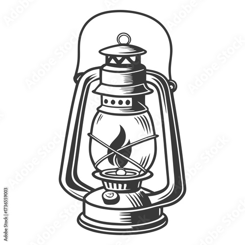 Classic kerosene lamp with a flame