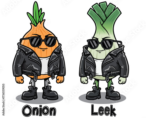 onions and leeks in cool rocker clothes