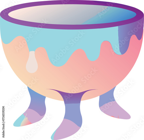 Glowing Bowl with Feet Gently Dipped Inside – Relaxation and Wellness Vector Illustration”