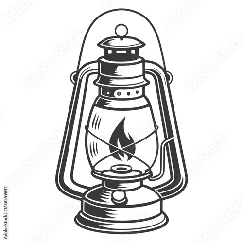 Vintage kerosene lamp with a flame