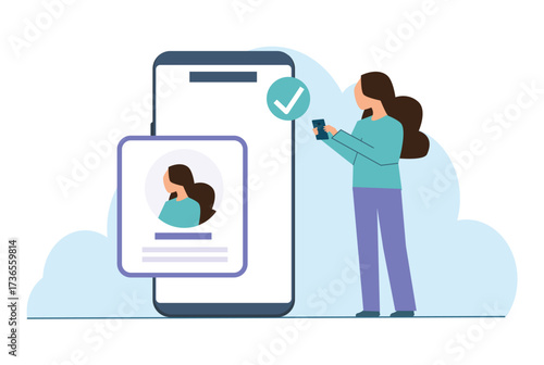 Mobile app account successfully registered, successful login via smart phone. graphic elements for pop up ui information, infographics