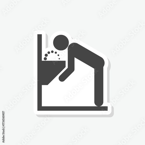 Water fountain icon sticker isolated on gray background