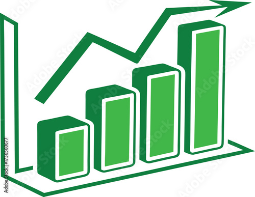 green business growth graph with arrow illustration