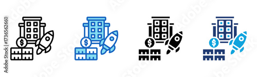 New Venture icon Multi Style Vector Illustration