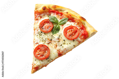Delicious slice of margherita pizza isolated on transparent background