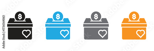 Show your support with a colorful donation box and heart. Perfect for charity and fundraising drives, inspiring generosity and community involvement.