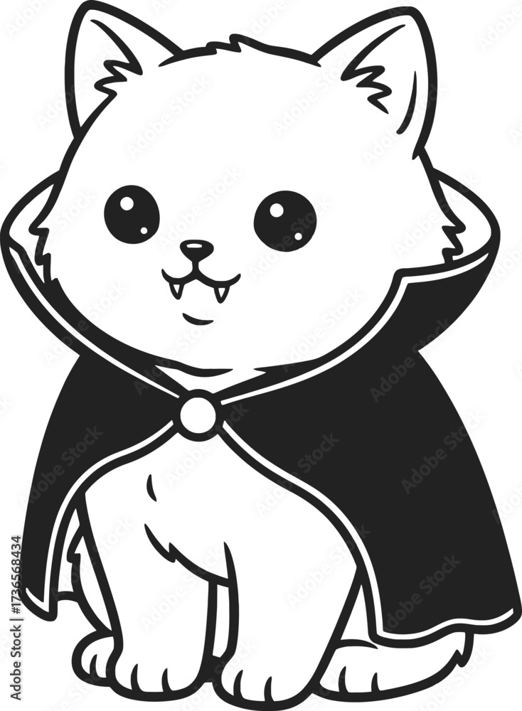 Fototapeta premium Cute halloween cat vampire vector illustration for spooky season themed designs and projects online now
