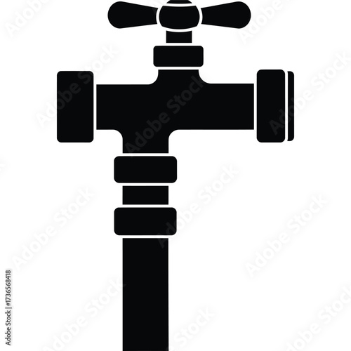 Black and White Faucet Icon water plumbing symbol tap fixture valve pipe plumber drain sink bathroom kitchen hardware repair leak