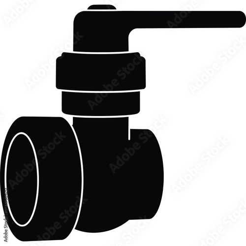 Black and White Faucet Silhouette valve plumbing water fixture tap handle control pipe flow illustration icon symbol graphic vector