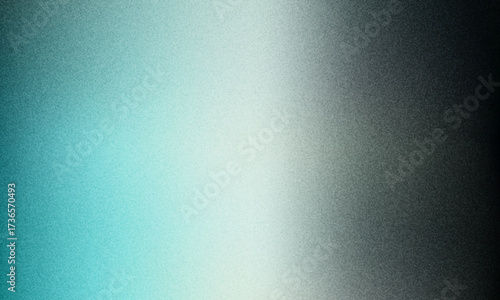 Abstract grainy gradient background black, grey and cyan, noise effect, banner poster cover design.