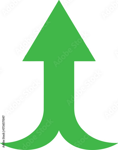 Vector art of green arrow merging and pointing upwards