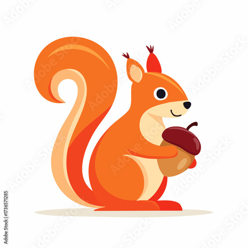 Adorable Cartoon Squirrel Holding Acorn A Cute Illustration