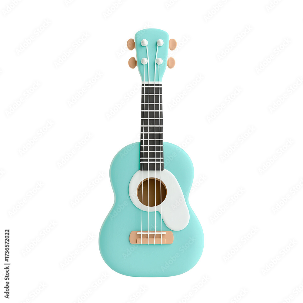 Obraz premium Cute Blue Ukulele with Simple Design on a White Background