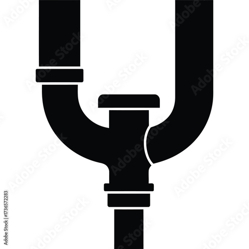 Black and White Plumbing P-Trap Silhouette drain pipe fixture sanitary system water sewer waste u-bend plumber repair maintenance
