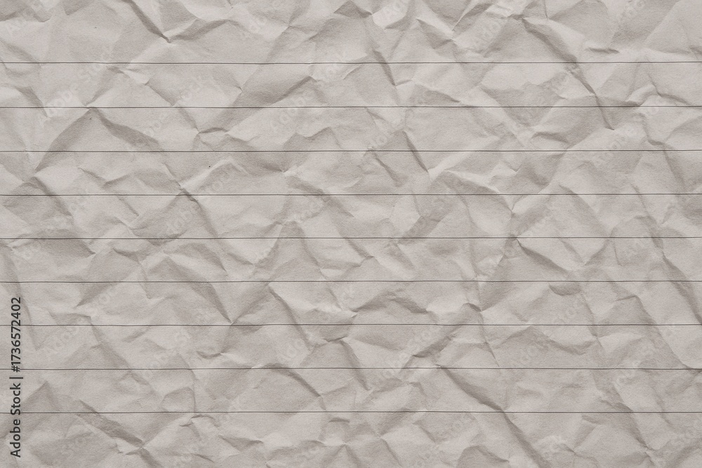 Obraz premium Crumpled gray lined paper sheet high detail seamless texture for backgrounds and mockups