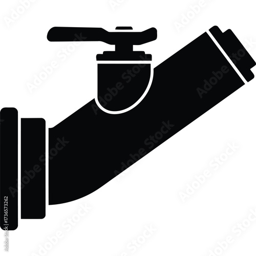 Black and White Water Tap Icon plumbing valve pipe fixture faucet drain waterworks supply plumber repair maintenance handle