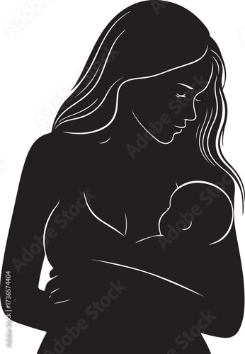 Breastfeeding mom in silhouette 